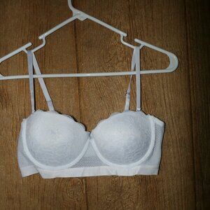 NEW    Lucky Brand Bra 34C White Lace Mesh  Push-up Lined Underwire Bra
